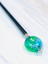 Load image into Gallery viewer, Teal and Green Blown Glass hair stick, hand made hair stick, shawl pin