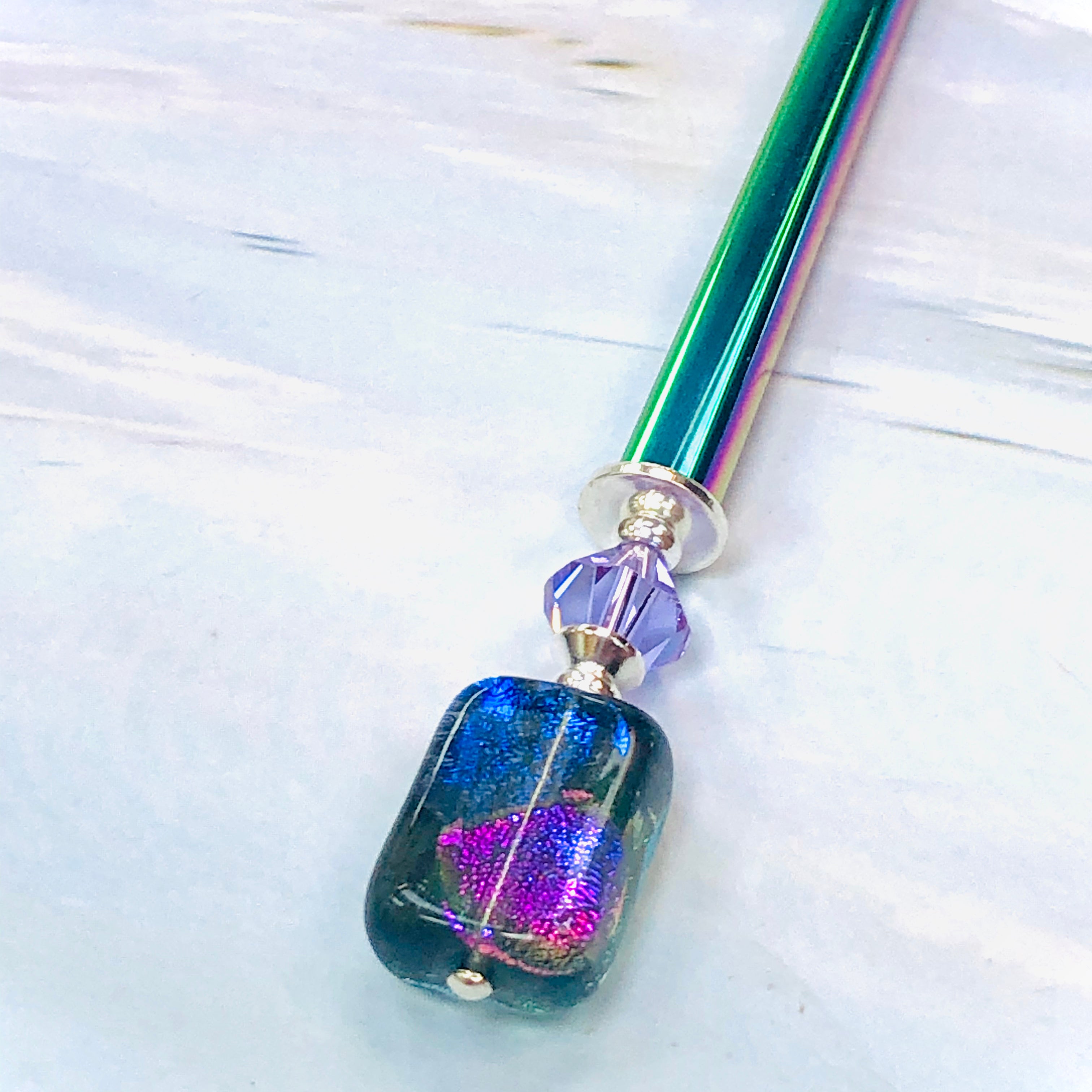 Dichroic Art Glass hair stick, unique hair stick
