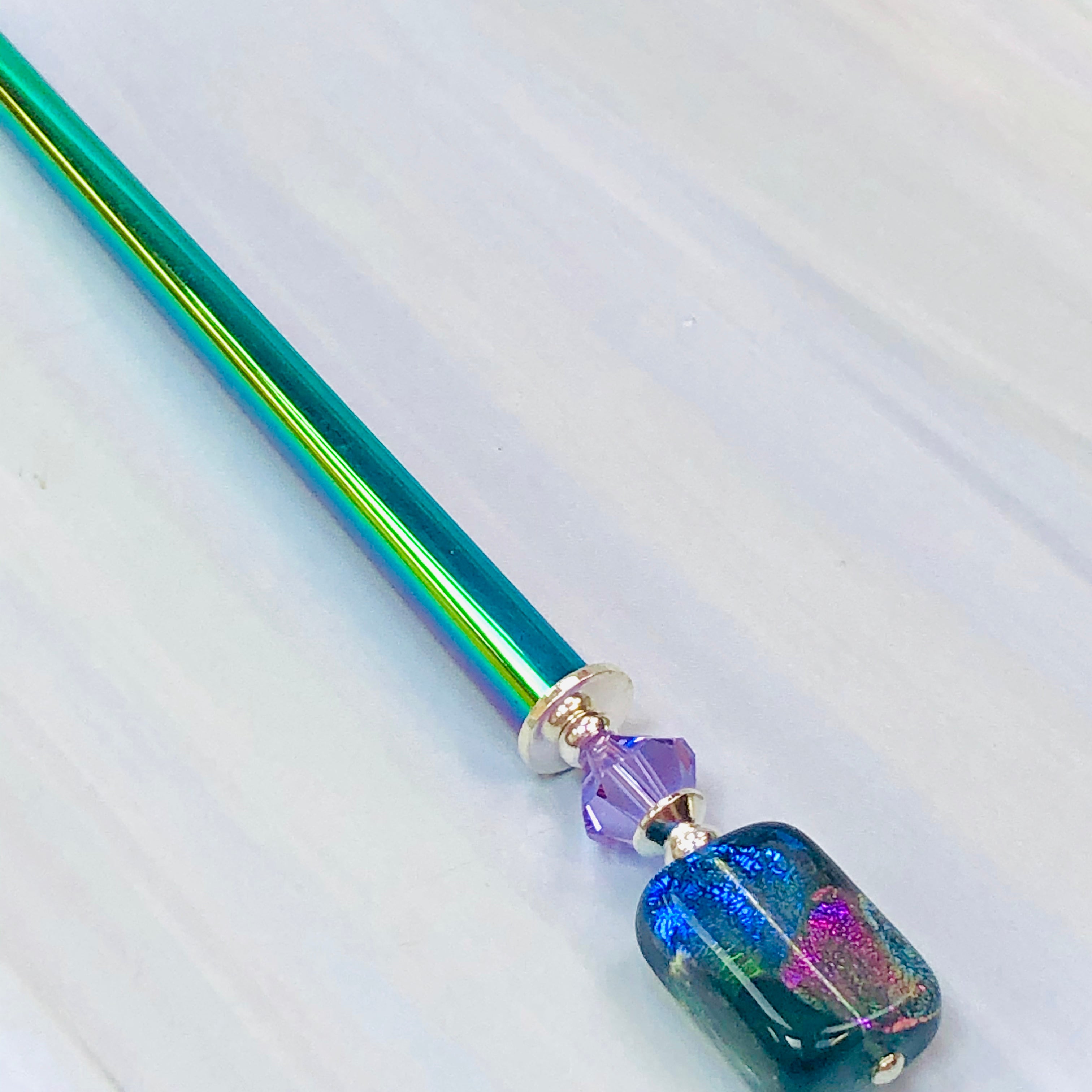 Dichroic Art Glass hair stick, unique hair stick