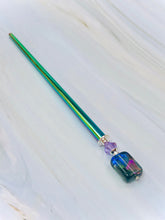 Load image into Gallery viewer, Dichroic Art Glass hair stick, unique hair stick