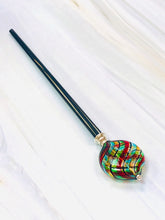 Load image into Gallery viewer, Carnival Blown Glass hair stick, hand made hair stick, shawl pin