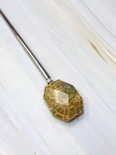 Load image into Gallery viewer, Petoskey Stone Faceted Fossil Corral gemstone hair stick, shawl pin
