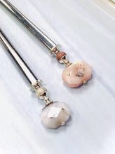 Load image into Gallery viewer, Faceted Pink Opal Gemstone Hair Sticks, silver Pink Opal Gemstone Hair Pin, shawl pin, sweater pin,