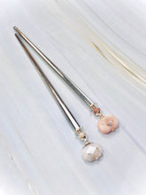 Load image into Gallery viewer, Faceted Pink Opal Gemstone Hair Sticks, silver Pink Opal Gemstone Hair Pin, shawl pin, sweater pin,