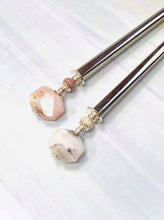 Load image into Gallery viewer, Faceted Pink Opal Gemstone Hair Sticks, silver Pink Opal Gemstone Hair Pin, shawl pin, sweater pin,Pink Opal Hair Sticks, silver Pink Opal Gemstone Hair Pin