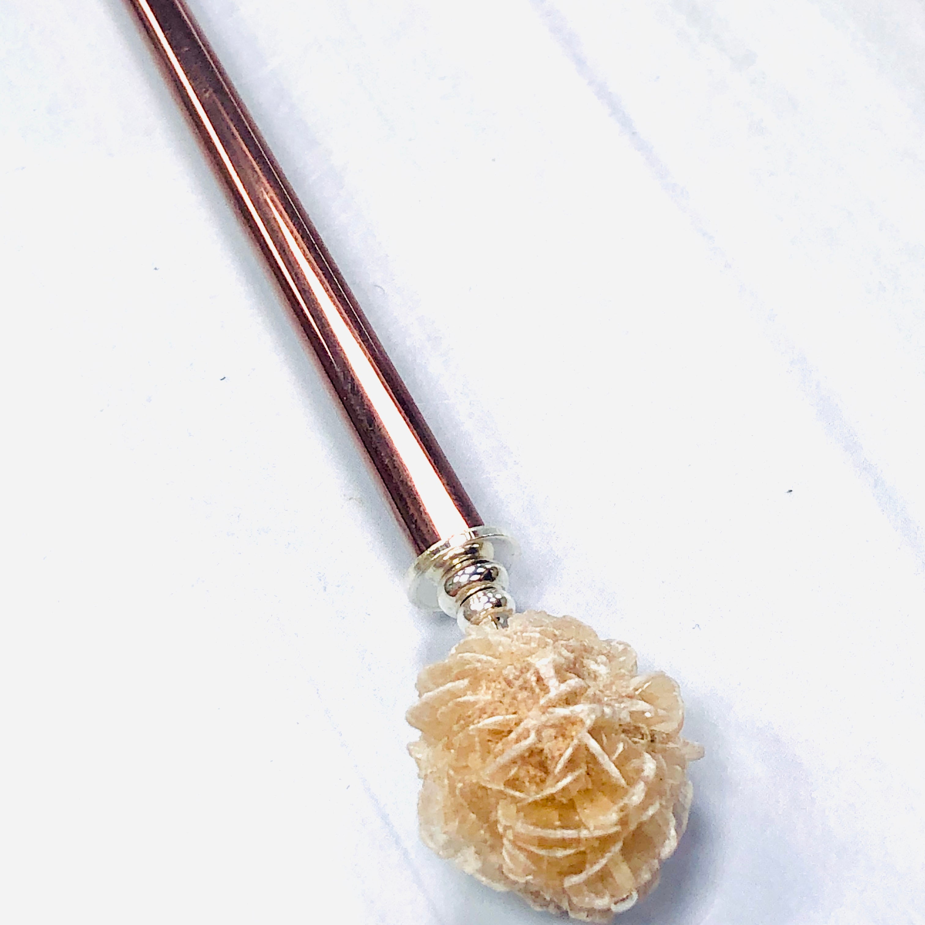 Genuine Selenite Crystal Hair Stick, silver Gemstone Hair Pin