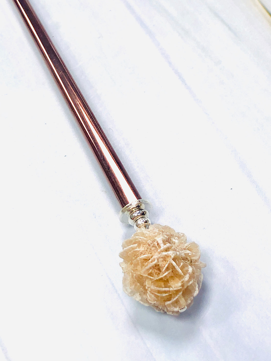 Genuine Selenite Crystal Hair Stick, silver Gemstone Hair Pin