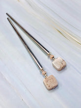 Load image into Gallery viewer, Cherry Blossom Agate Gemstone Hair Sticks, Silver Gemstone Hair Pin, shawl pin