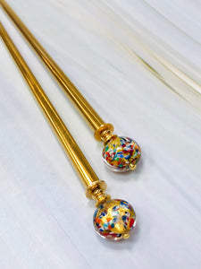 Klimpt 24k gold Art Glass hair stick, Venetian Art Glass hair stick, shawl pin