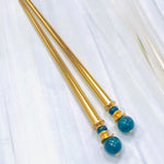 Apatite Gold Gemstone Hair Sticks, Gemstone Hair Pins