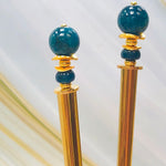 Apatite Gold Gemstone Hair Sticks, Gemstone Hair Pins