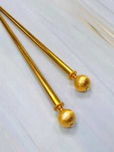 Brushed Orbs Gold Hair Sticks, Elegant Wedding Hair Sticks