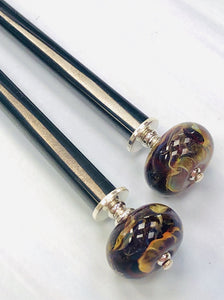 Galaxy Boro Art Glass Hair Sticks, hand made glass hair sticks, shawl pin