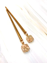 Load image into Gallery viewer, Cherry Blossom Agate Gemstone Hair Sticks, Gold Gemstone Hair Pin, shawl pin