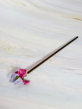 Load image into Gallery viewer, Elegant Pink Art Glass Iris Flower Luxury Hair Stick, Shawl Pin