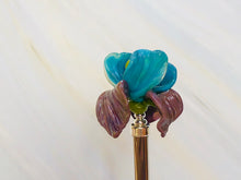 Load image into Gallery viewer, Elegant Art Glass Purple Iris Luxury Flower Hair Stick, Shawl Pin