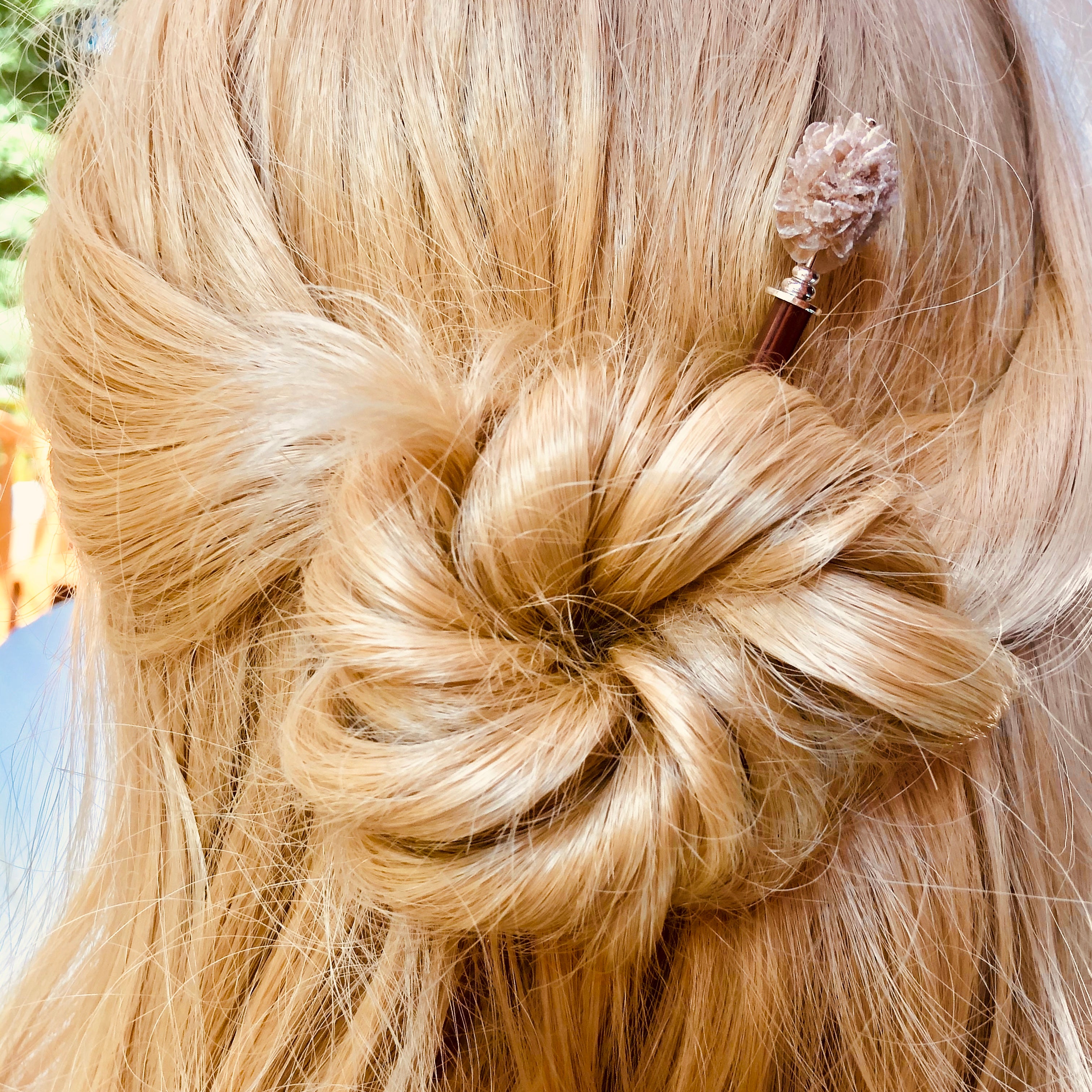 Genuine Selenite Crystal Hair Stick, silver Gemstone Hair Pin