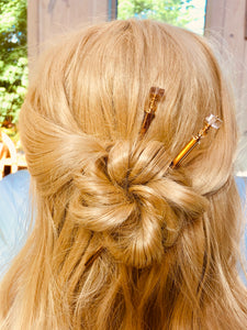 Ametrine Gemstone Hair Sticks, Luxury Gold Hair Pins, gemstone shawl pin, sweater pin,