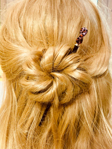 Sparkle Pink Leopard Art Glass hair stick, unique hair stick