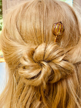 Load image into Gallery viewer, Pink and Green Blown Glass hair stick, hand made hair stick, shawl pin, sweater pin