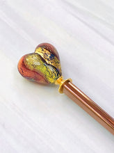 Load image into Gallery viewer, Venetian Art Glass Heart hair stick, hand made hair stick, shawl pin