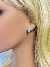 Load image into Gallery viewer, Blue Peruvian Opal Post Earrings, Opal stud earrings, artisan Opal earrings