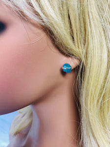 Organic Apatite Post Earrings, dainty raw Apatite  stud earrings, artisan Apatite  earrings