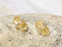 Load image into Gallery viewer, Citrine Crystal Post Earrings, dainty Citrinestud earrings, artisan Citrine earrings