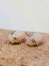 Load image into Gallery viewer, Pink Peruvian Opal Post Earrings, Pink Opal stud earrings, artisan Pink Opal earrings