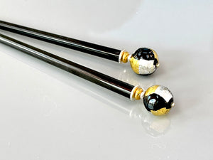 Silver and 24k Gold Elegant hair sticks, Minimalist Modern hair sticks