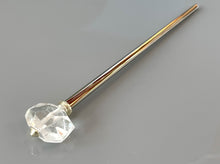 Load image into Gallery viewer, Faceted Rock Crystal hair stick, gemstone hair sticks, Rock Crystal hair pin, shawl pin