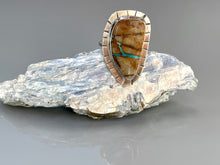 Load image into Gallery viewer, Silver Turquoise Statement Ring OOAK Ribbon Turquoise Ring 6 3/4 6.75 Southwest Jewelry