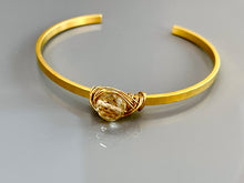 Load image into Gallery viewer, Green Amethyst cuff bracelet Matte Gold Prasiolite Bracelet