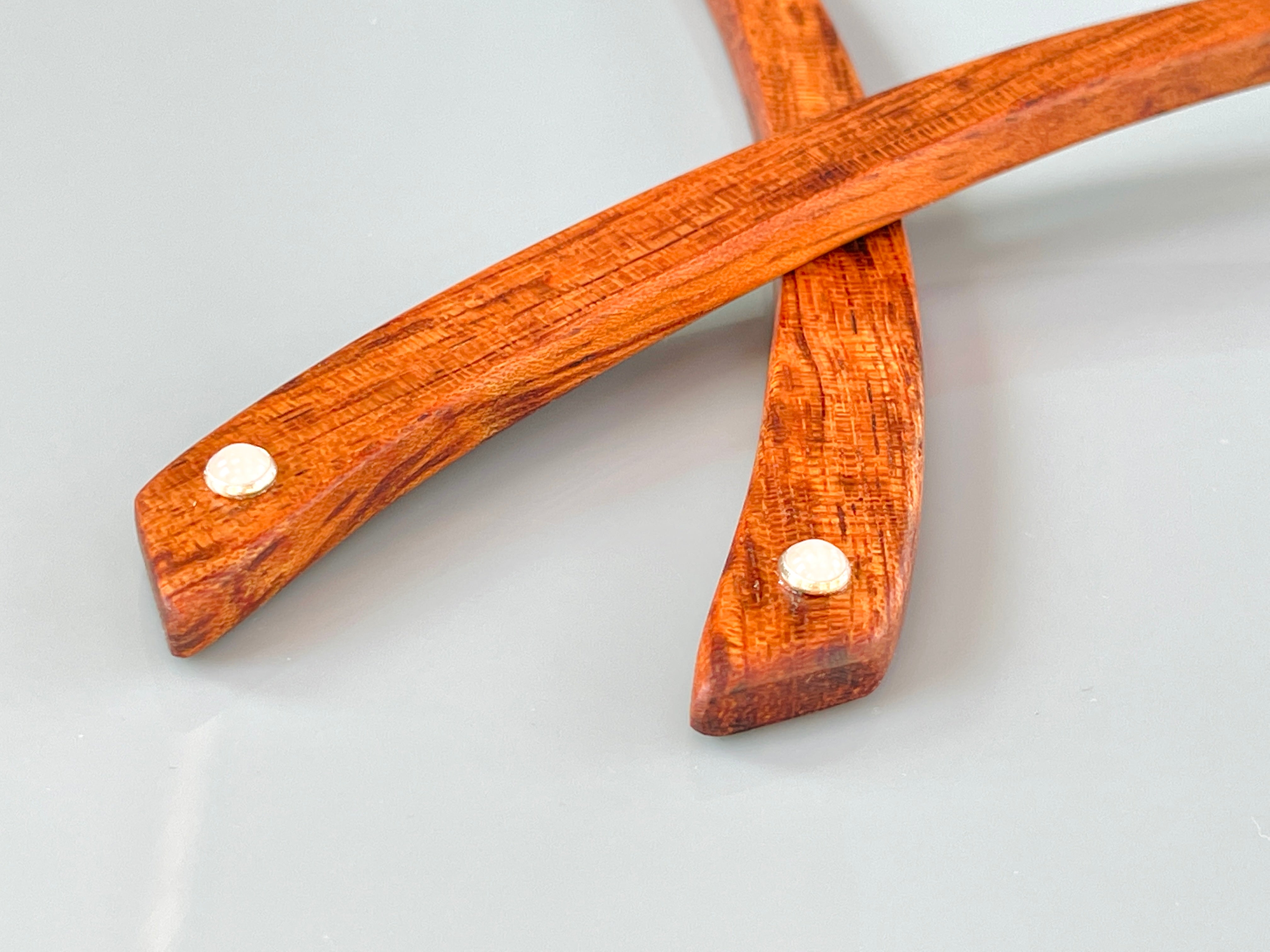 Bubinga Rosewood and Rose Quartz gemstone wood hair sticks, silver wooden hair sticks