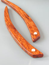 Load image into Gallery viewer, Bubinga Rosewood and Rose Quartz wood hair sticks, silver gemstone wooden hair sticks