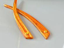 Load image into Gallery viewer, Tulipwood and Citrine gemstone wood hair sticks, wooden hair sticks