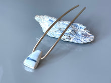 Load image into Gallery viewer, Silver Hair Pin, Blue Opal Sterling Silver Hair Pin OOAK unique hair pin, modern metal hair pin