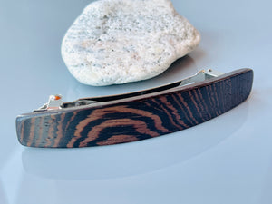 Large Wenge wooden barrette, wood hair clip, black wood barrette