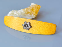 Load image into Gallery viewer, XL Satinwood Sterling Silver Flower barrette, Barrette for Thick Hair Silver Hair clip