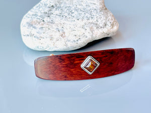 Snakewood Baltic Amber Silver Wood barrette, Elegant Hair Clip Unique Barrette