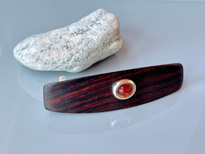 Medium Genuine Baltic Amber barrette, Cocobolo Rosewood 5th Anniversary Gift