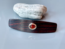 Load image into Gallery viewer, Medium Genuine Baltic Amber barrette, Cocobolo Rosewood 5th Anniversary Gift