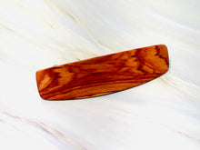 Load image into Gallery viewer, Medium Tulipwood wood barrette, rosewood wood hair clip, wooden barrette, wooden hair clip, fine hair barrette