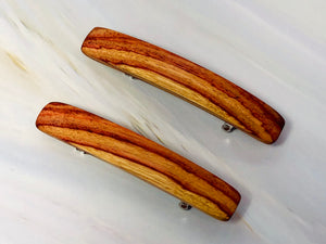 Small Tulipwood Rosewood wooden barrettes, wood hair clips - smallest size for fine hair