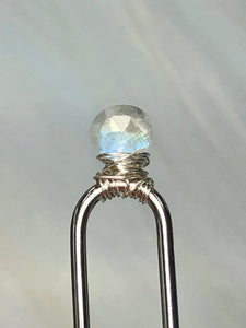 Moonstone Silver Gemstone Hair Pin, Luxury Hair Pin, silver metal hair pin