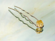 Load image into Gallery viewer, Silver Citrine Gemstone Hair Pin, Luxury Citrine Hair Pin, gemstone metal hair jewelrySilver Citrine Gemstone Hair Pin, Luxury Citrine Hair Pin, gemstone metal hair jewelry