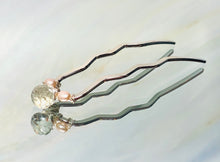 Load image into Gallery viewer, Green Amethyst and Pearl Hair Pin, Prasiolite Luxury Hair Pin
