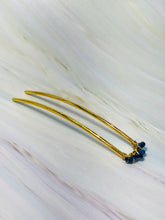 Load image into Gallery viewer, Genuine Sapphire Gemstone Hair Pin, Luxury Hair Pin, Sapphire Hair Fork, Gold Wedding hair stick