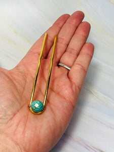 Turquoise Gemstone Hair Pin, Luxury Hair Pin, Turquoise Hair Fork, Turquoise hair stick