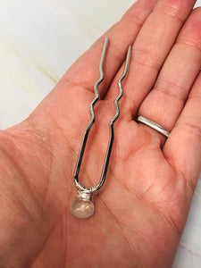 Moonstone Silver Gemstone Hair Pin, Luxury Hair Pin, silver metal hair pin
